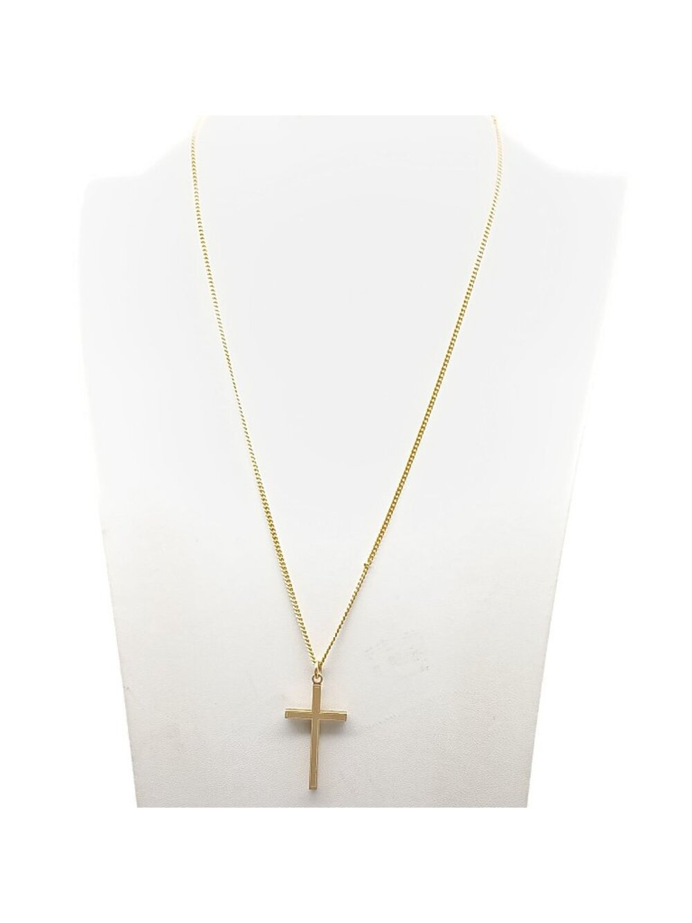 Vintage Gold-Tone Cross Pendant Necklace with Long Chain